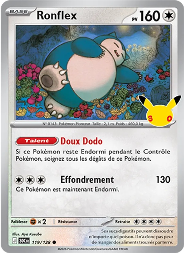 Ronflex 119/128 - 30ᵉ Anniversaire - Pokémon JCC