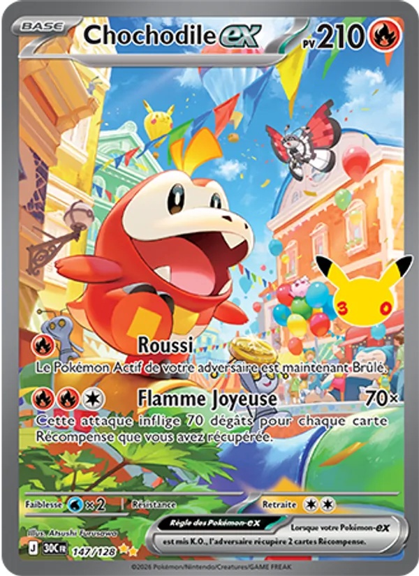 Chochodile-ex 147/128 - 30ᵉ Anniversaire - Pokémon JCC