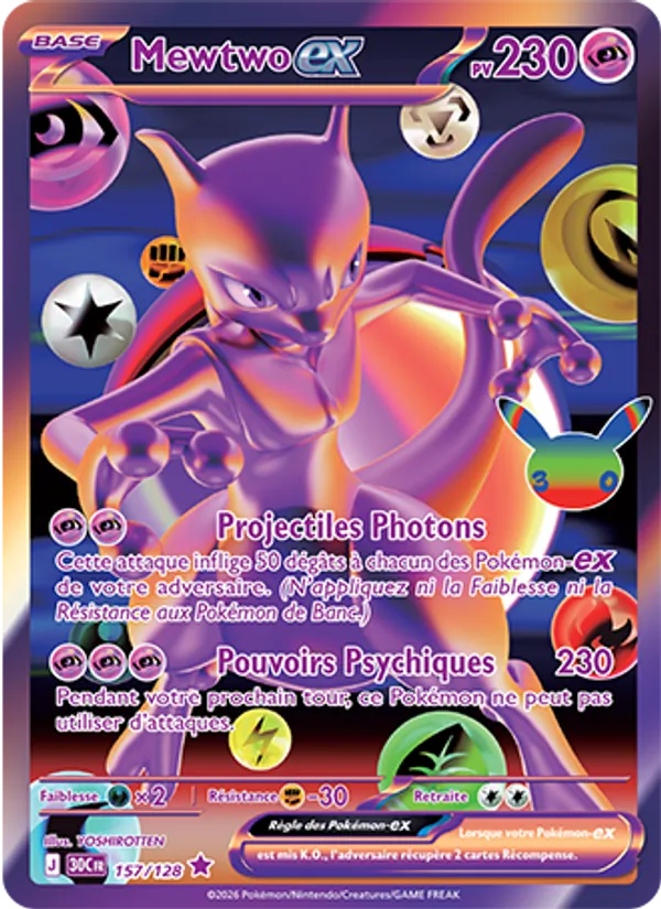 Mewtwo-ex 157/128 - 30ᵉ Anniversaire - Pokémon JCC