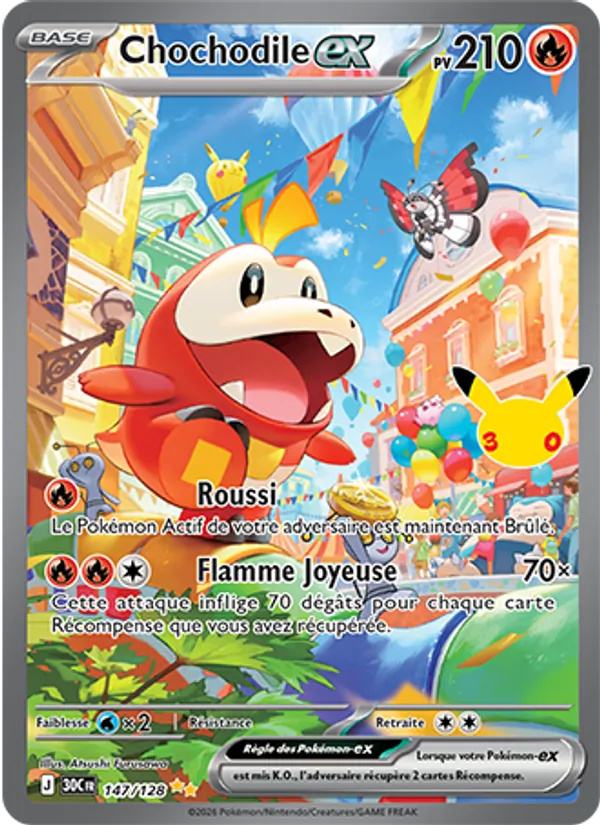 Chochodile-ex 147/128 - 30ᵉ Anniversaire - Holo 30th-anniversary - Pokémon JCC