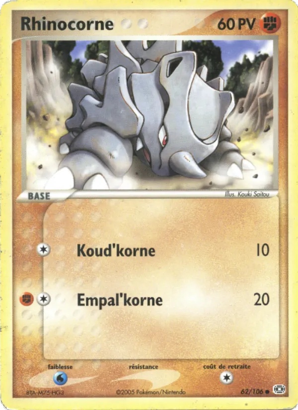 Rhinocorne 62/106 - EX Émeraude - Pokémon JCC