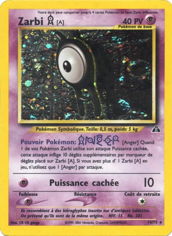 Zarbi A 14/75 - Neo Discovery - 1re Édition - Pokémon JCC