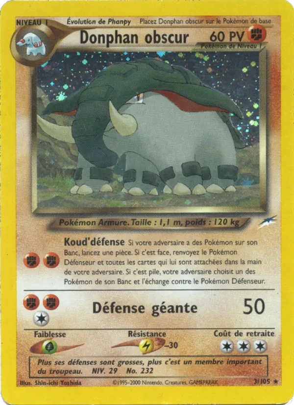 Donphan obscur 3/105 - Neo Destiny - 1re Édition - Pokémon JCC