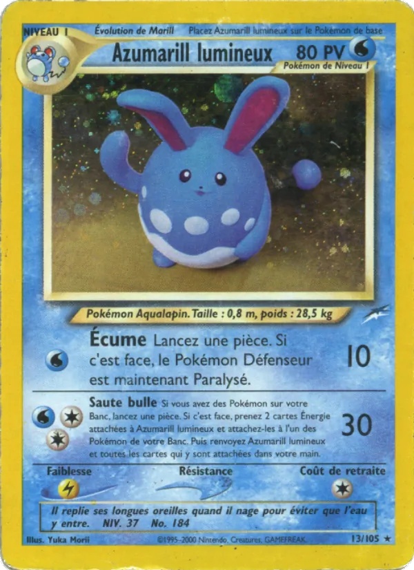 Azumarill lumineux 13/105 - Neo Destiny - 1re Édition - Pokémon JCC